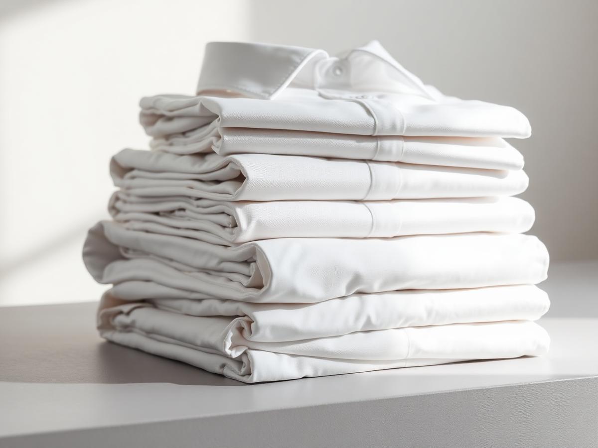 Neatly folded freshly pressed shirts